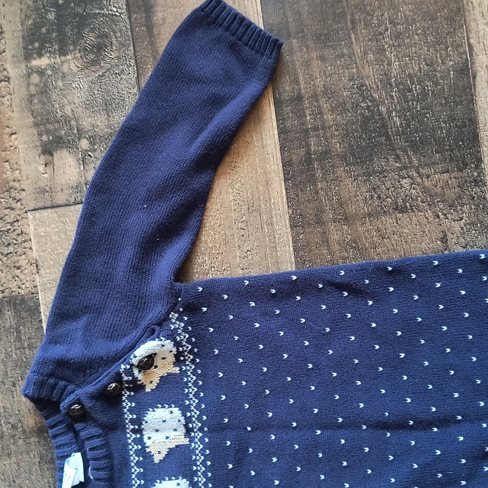 Janie And Jack Hedgehog Blue Faire Isle Knit Jumpsuit Romper Sz 12 -18 Months - Picture 6 of 12